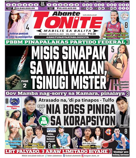 balita tonite|Abante Front Page .